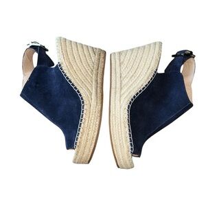 Kenneth Cole Womens Olivia Black Leather Platform‎ Wedge Espadrille Sandals 9.5